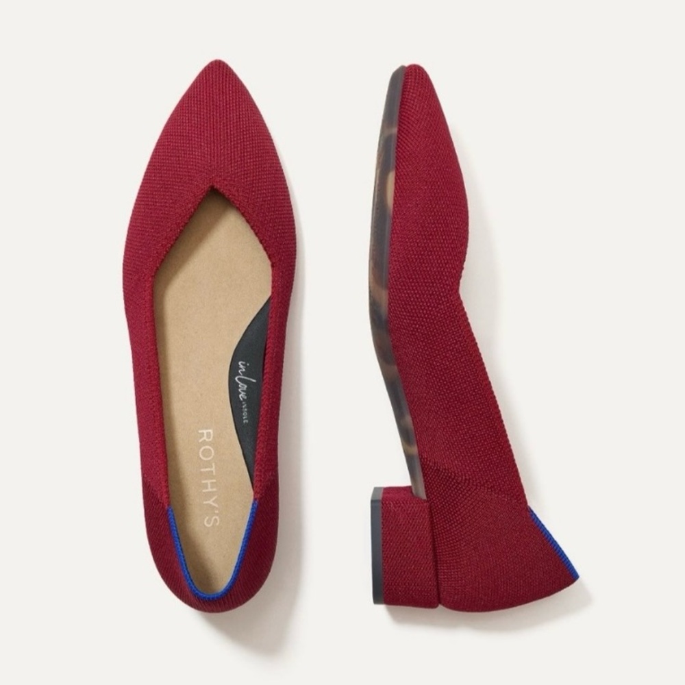 New Rothy's The High Point In Autumn Red Slip On Block Heel Shoes Size 8